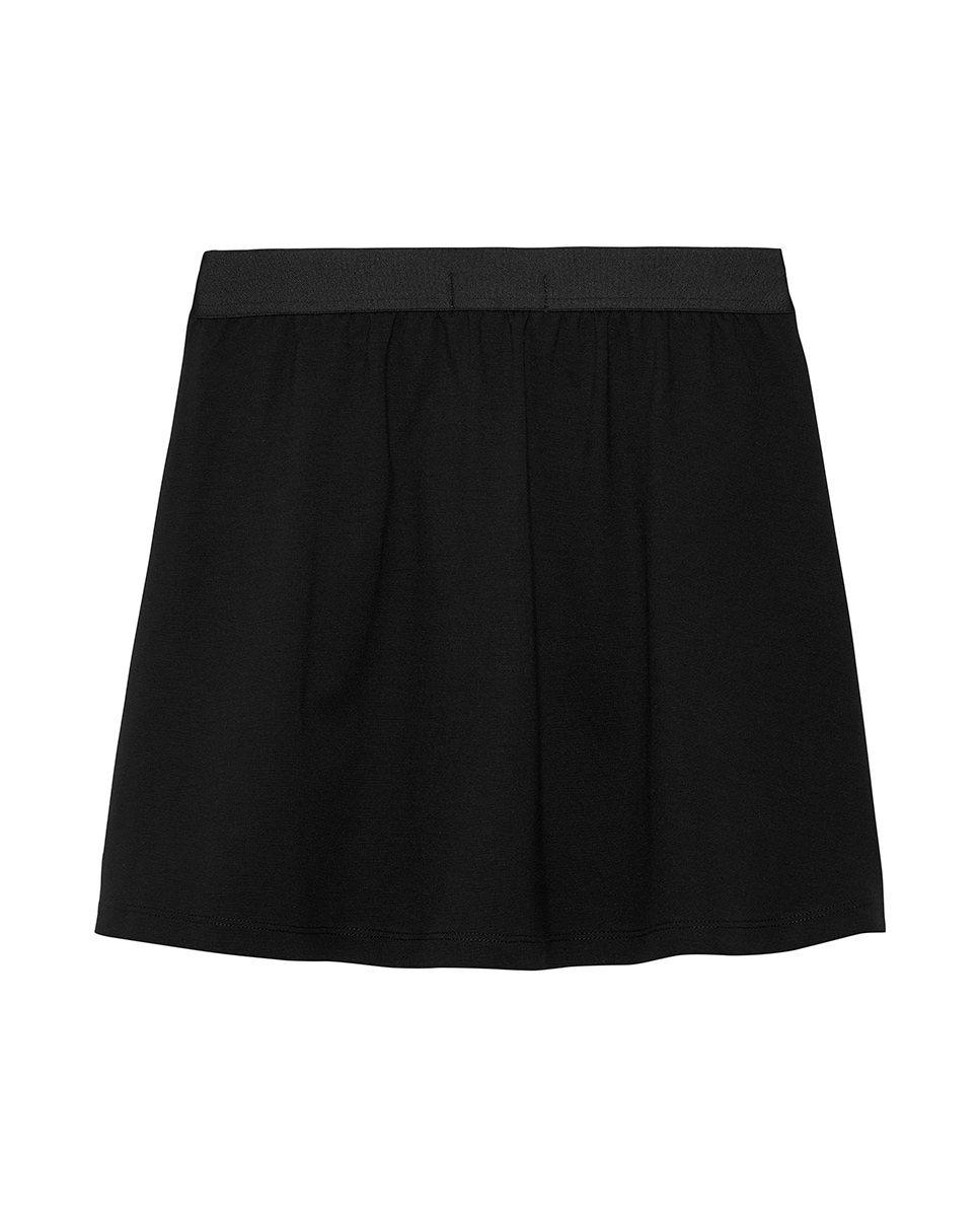 Saia de Malha com Cós Elástico Preto-2