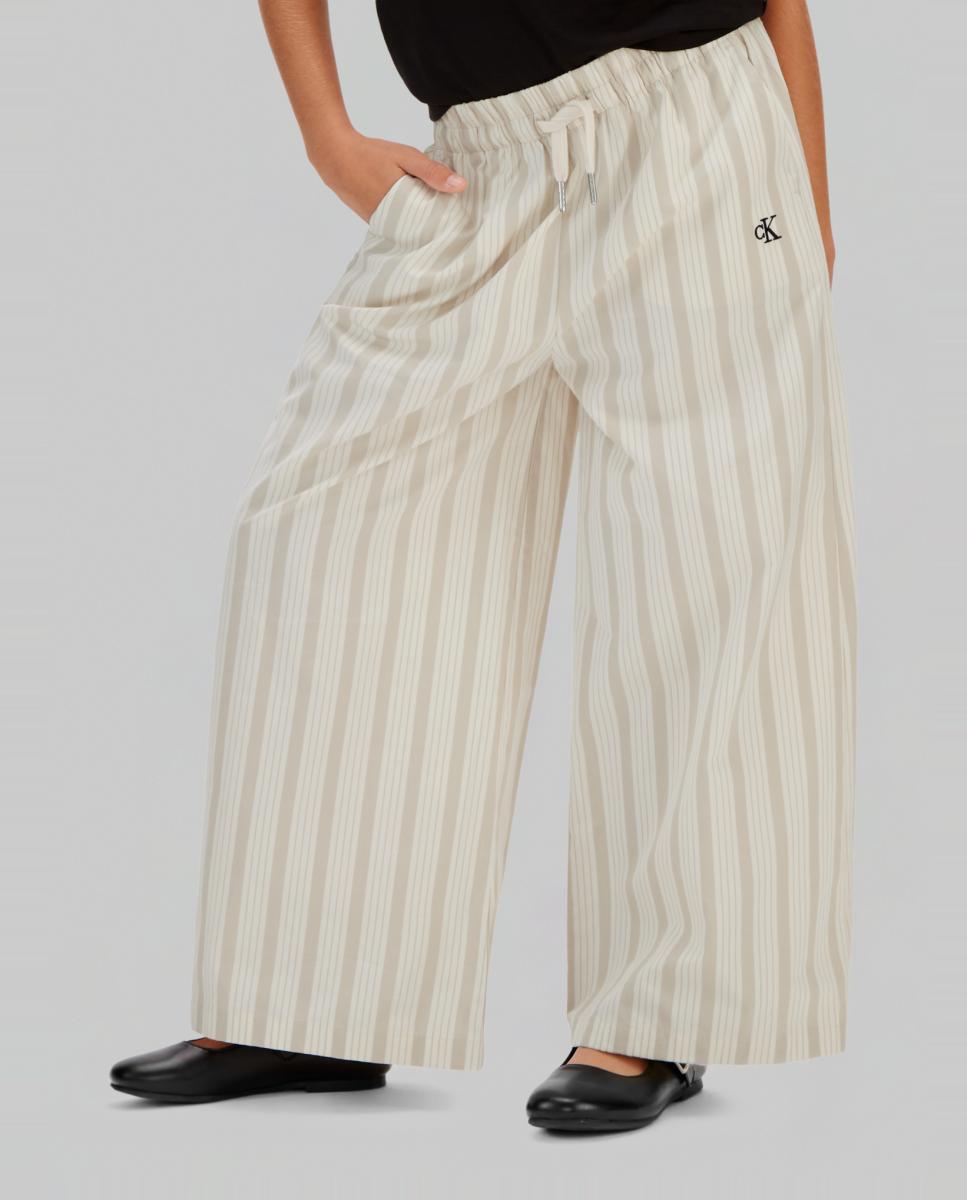 Calças Wide Leg de Popelina Calvin Klein Castanho-2