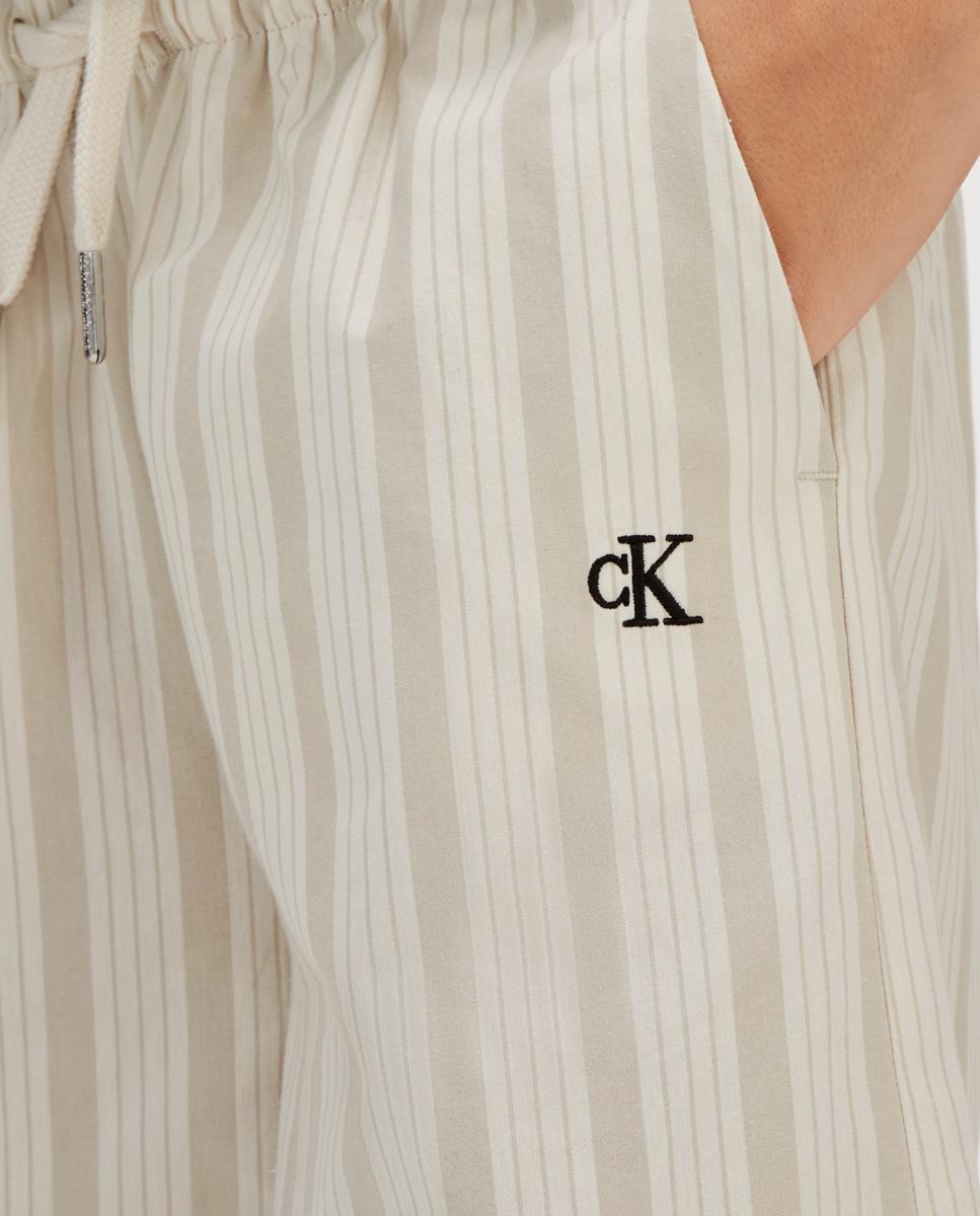 Calças Wide Leg de Popelina Calvin Klein Castanho-5