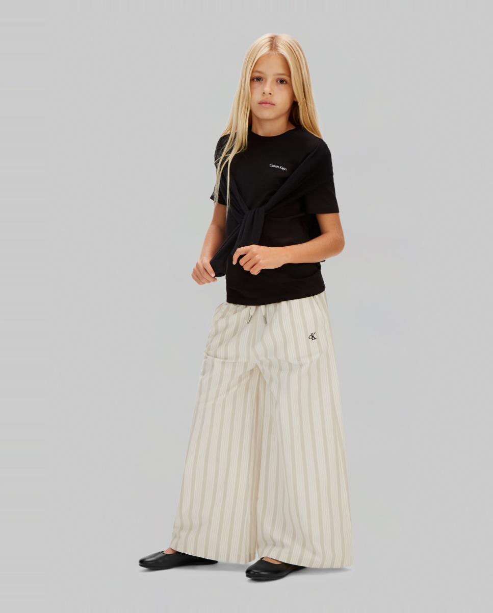Calças Wide Leg de Popelina Calvin Klein Castanho-6