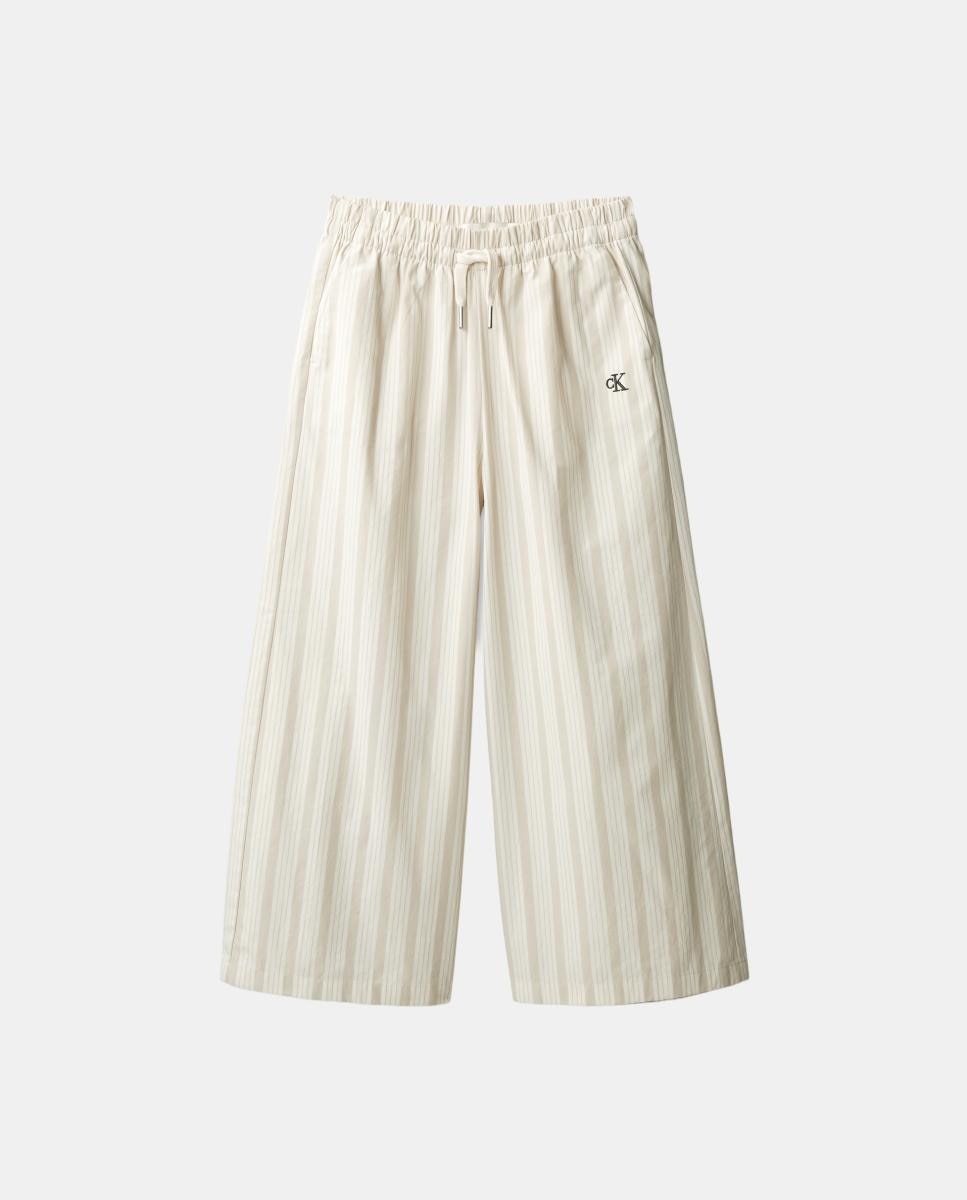 Calças Wide Leg de Popelina Calvin Klein Castanho-8