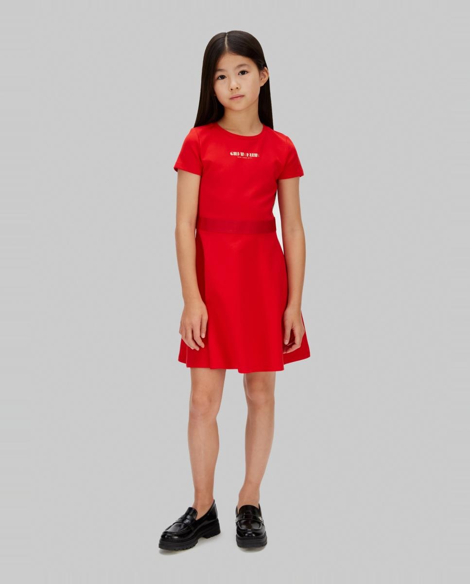 Vestido com Ilustração de Glitter Calvin Klein Vermelho-4