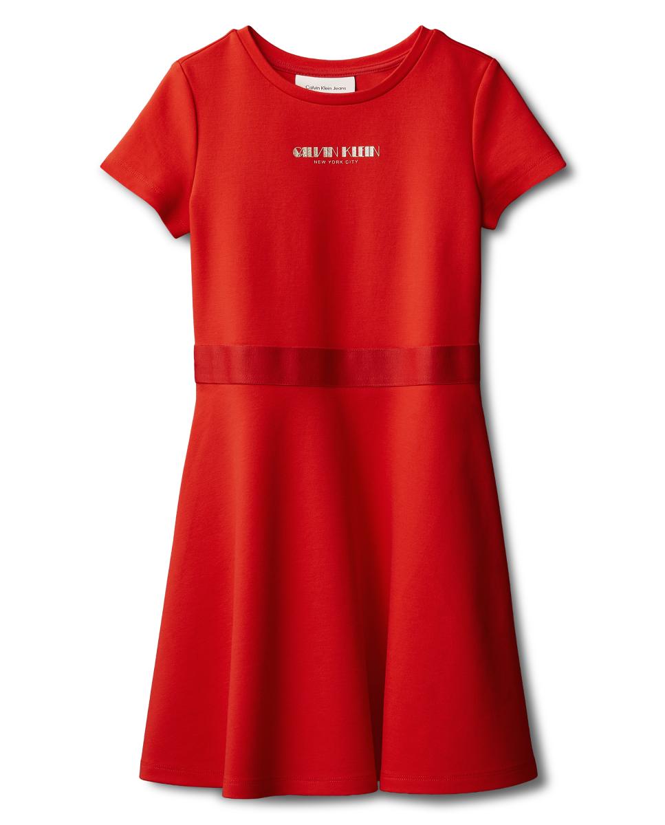Vestido com Ilustração de Glitter Calvin Klein Vermelho-7