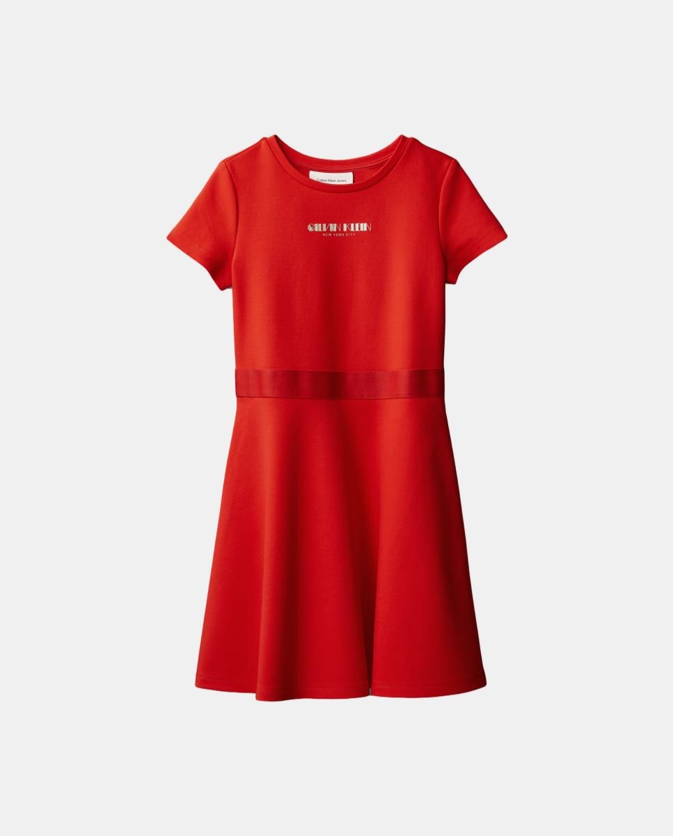 Vestido com Ilustração de Glitter Calvin Klein Vermelho-8