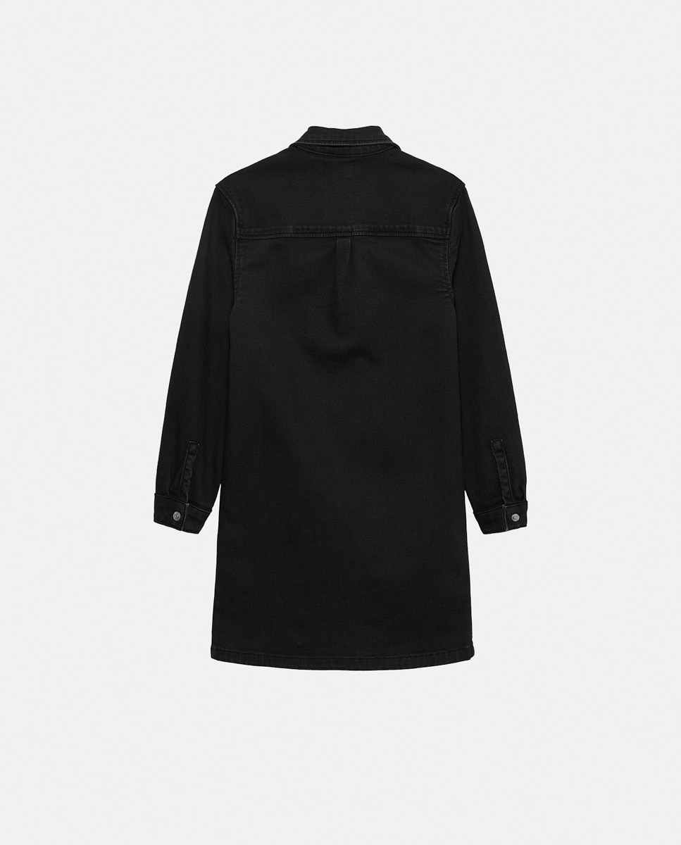 Vestido de Ganga com Bolso Preto-2