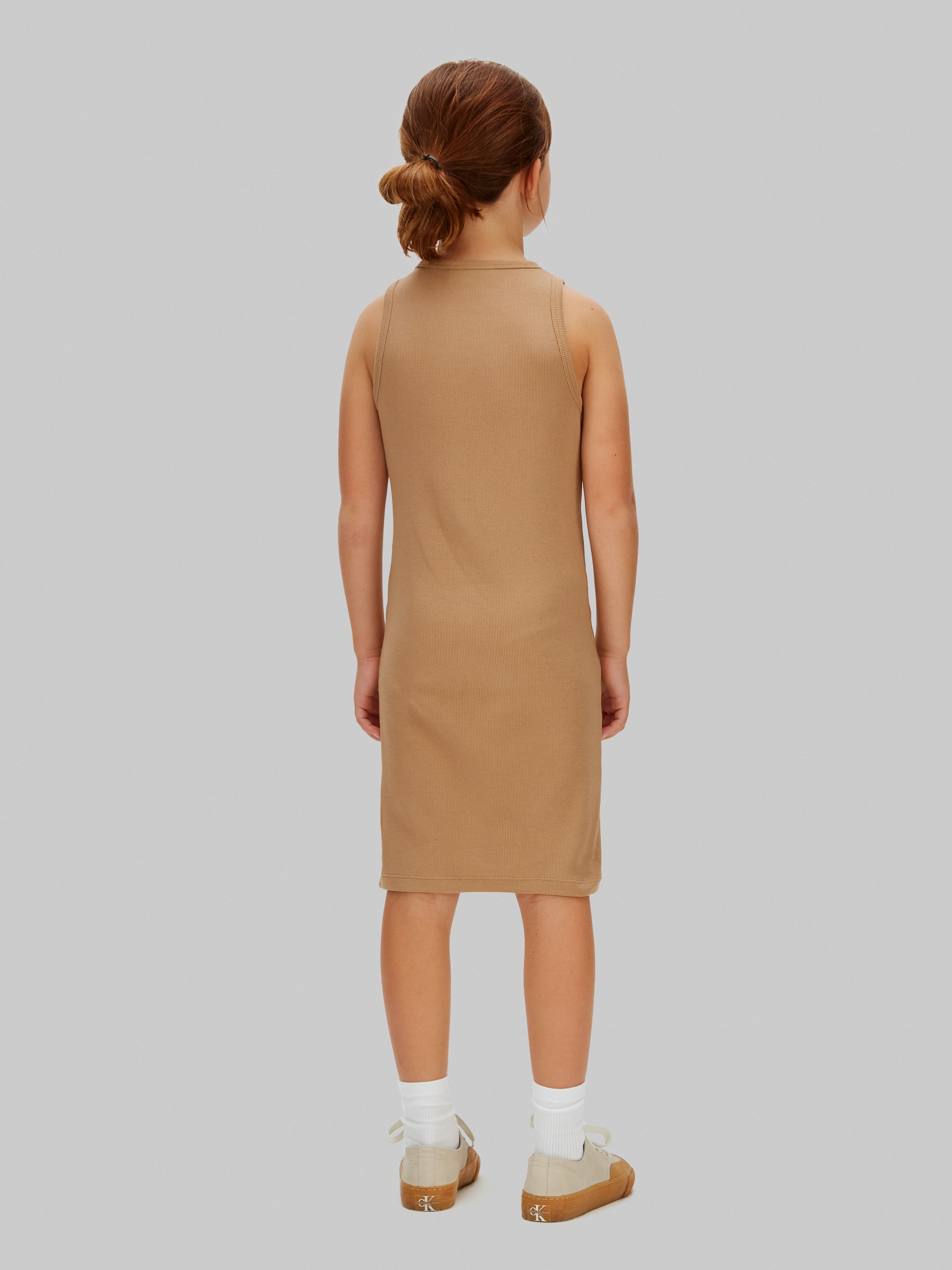 Vestido Canelado sem Mangas Calvin Klein Castanho-2