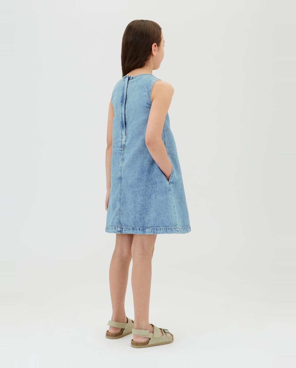 Vestido de Ganga sem Mangas Azul-3