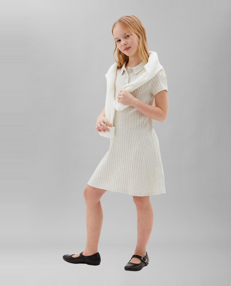 Imagem 0 de Vestido Canelado com Colarinho de Polo