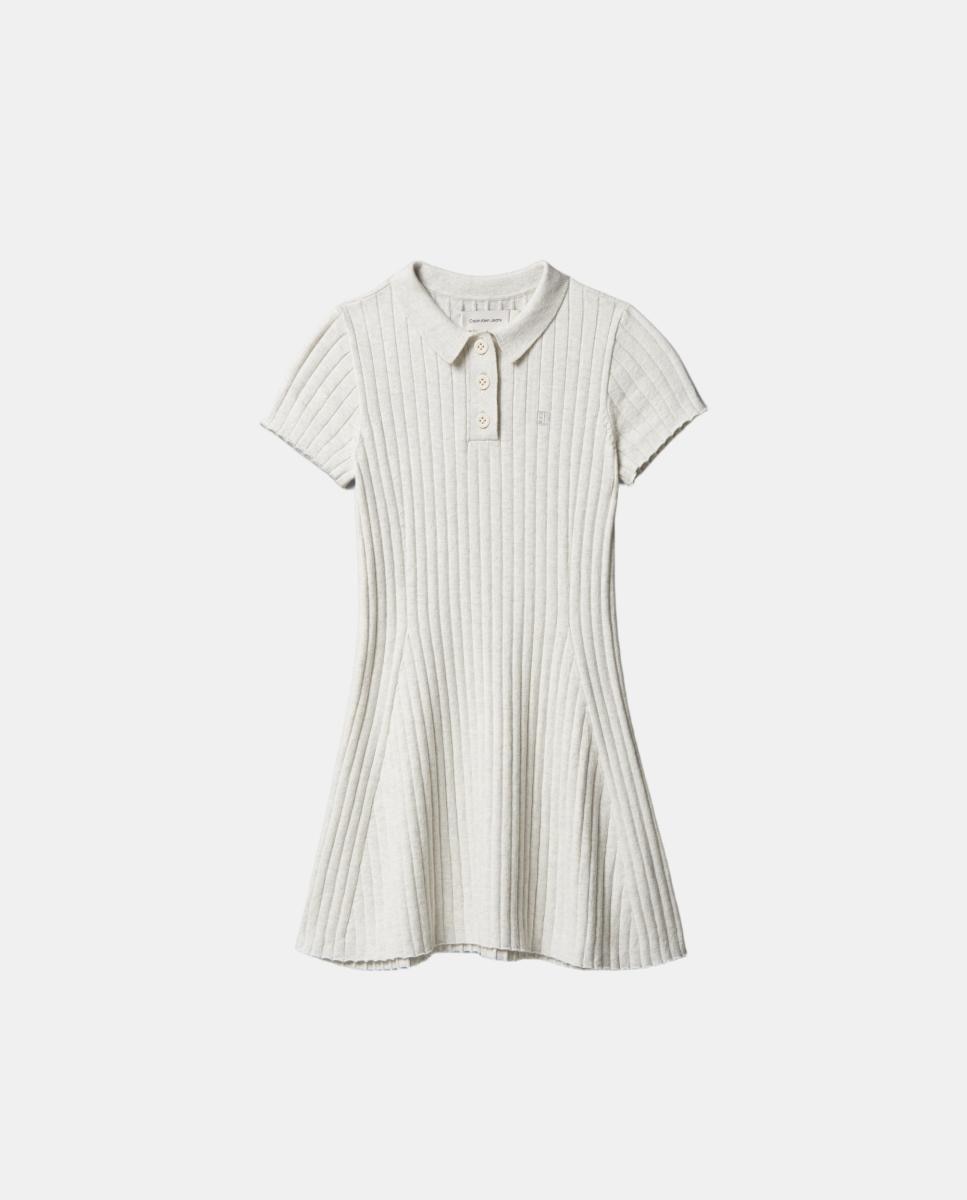 Vestido Canelado com Colarinho de Polo Calvin Klein Cinzento-4