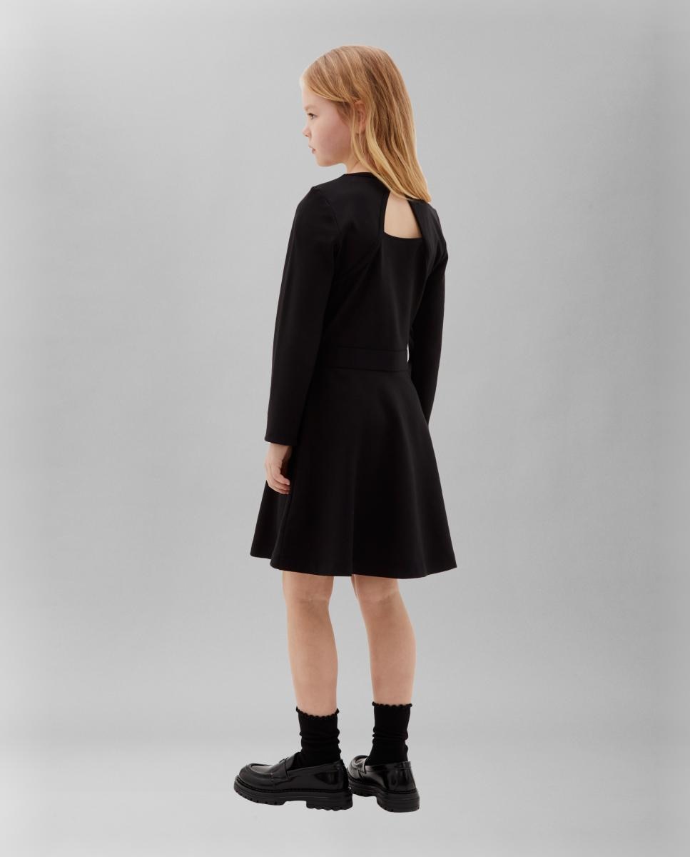 Vestido de Malha com Manga Comprida Preto-2