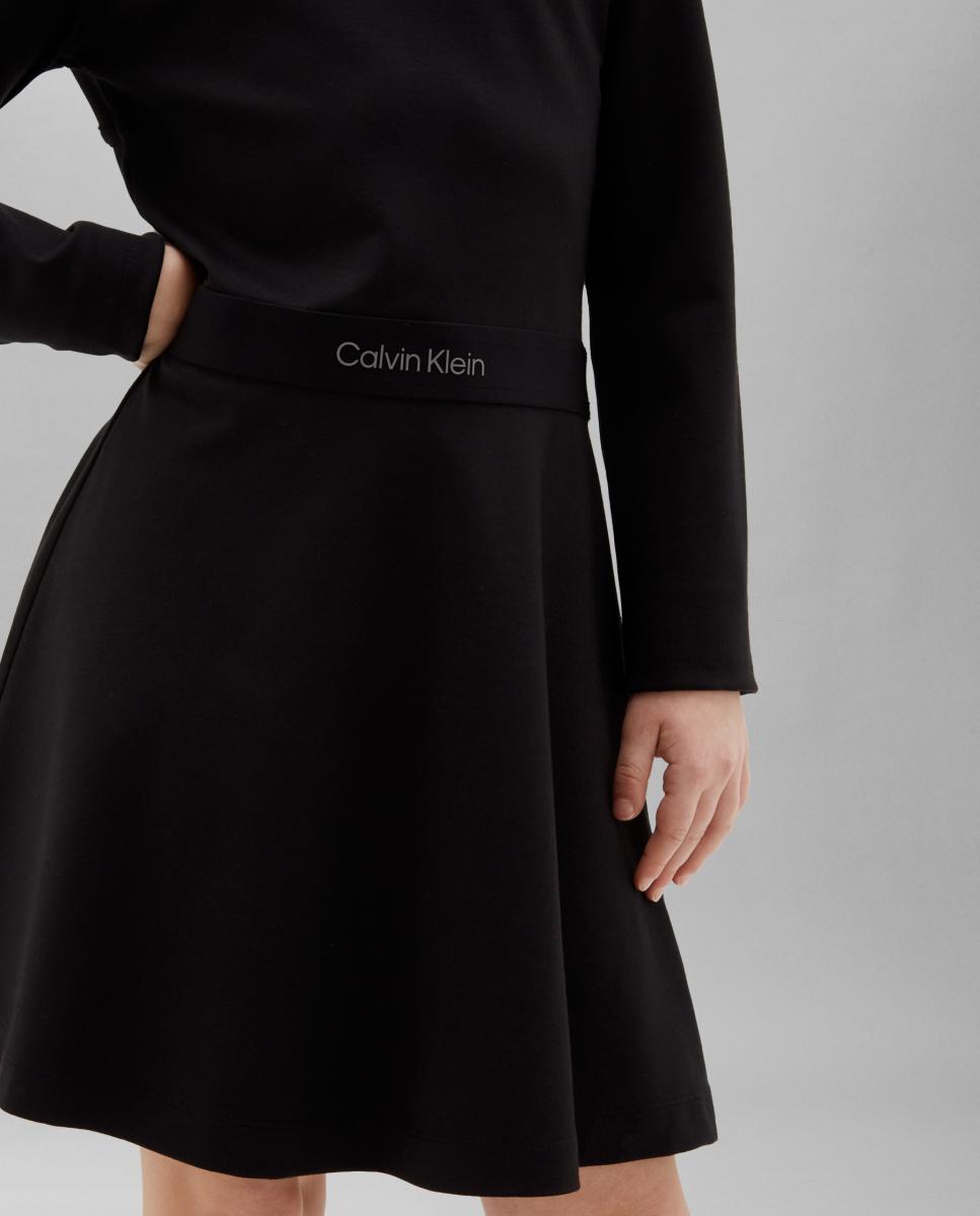 Vestido de Malha com Manga Comprida Preto-3