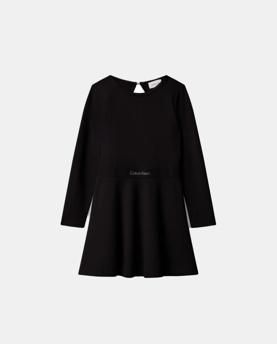Vestido de Malha com Manga Comprida Preto-4