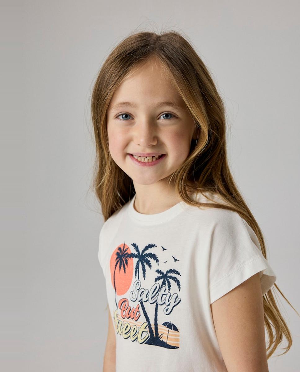 Camiseta crop top de niña - name it - Rosa Blanco-1