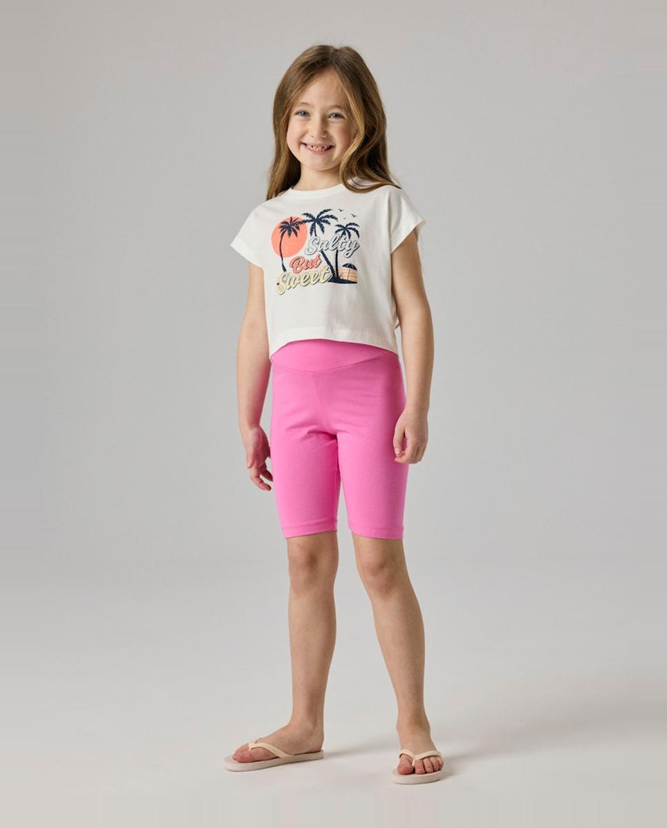 Camiseta crop top de niña - name it - Rosa Blanco-3