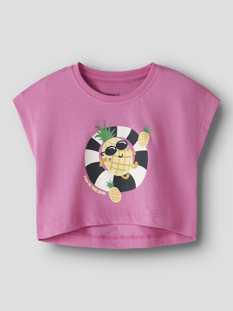 Imagen 1 de Camiseta crop de niña - name it - Blanco Rosa
