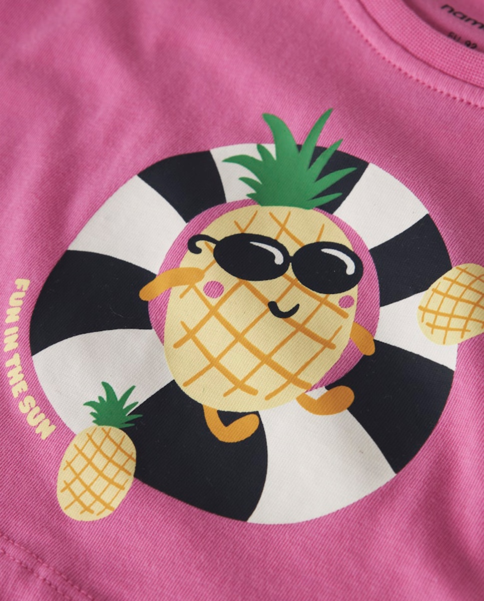 Imagen 3 de Camiseta crop de niña - name it - Blanco Rosa