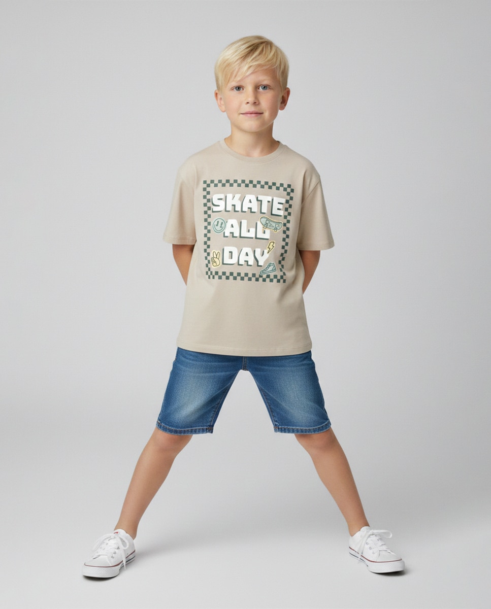 Camiseta de manga corta de niño - name it - Gris Gris-1