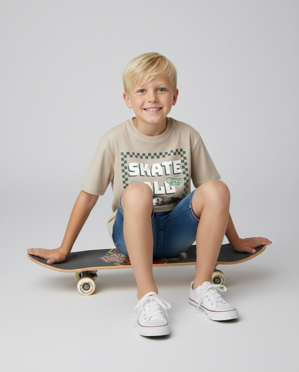 Camiseta de manga corta de niño - name it - Gris Gris-2