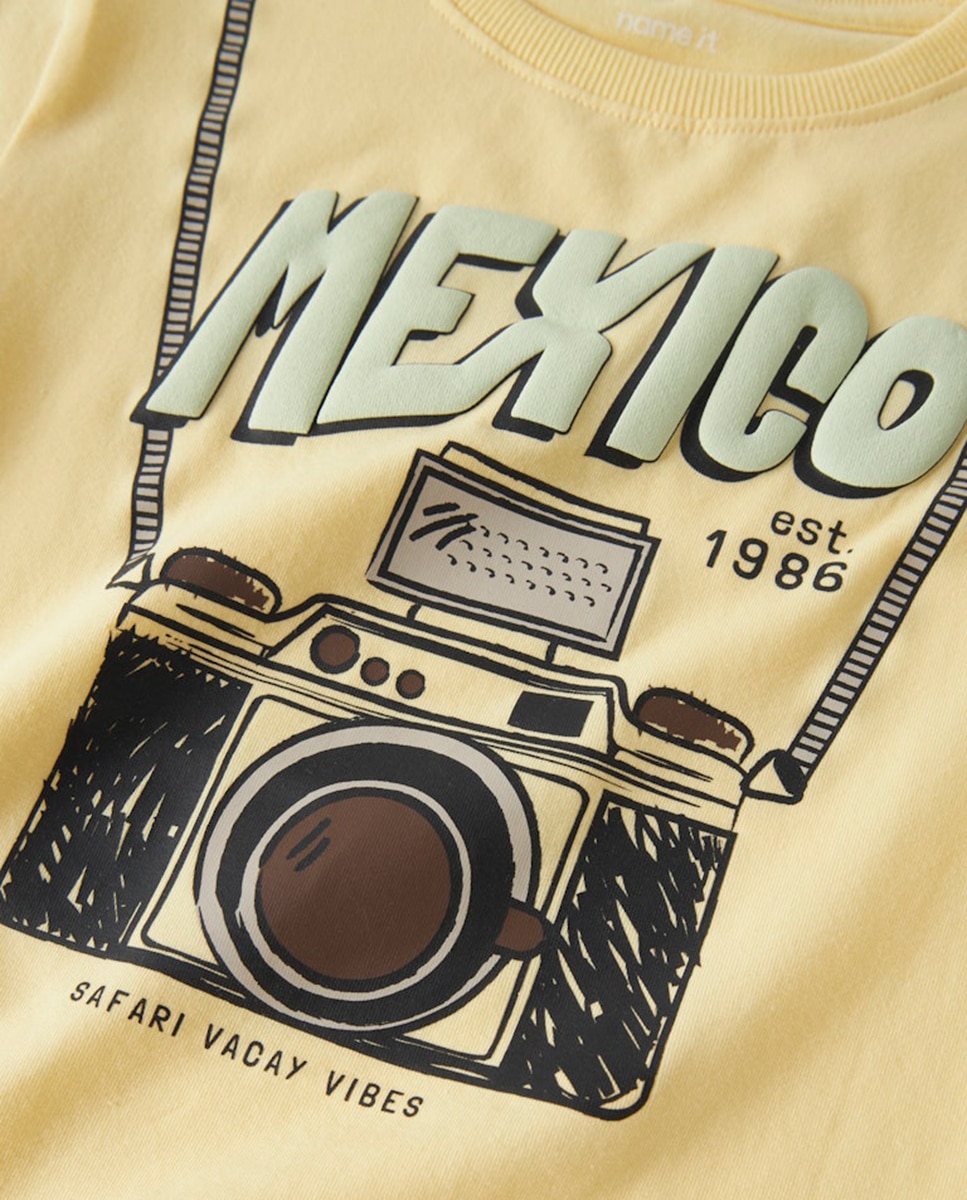 T-shirt de manga curta Creme-5