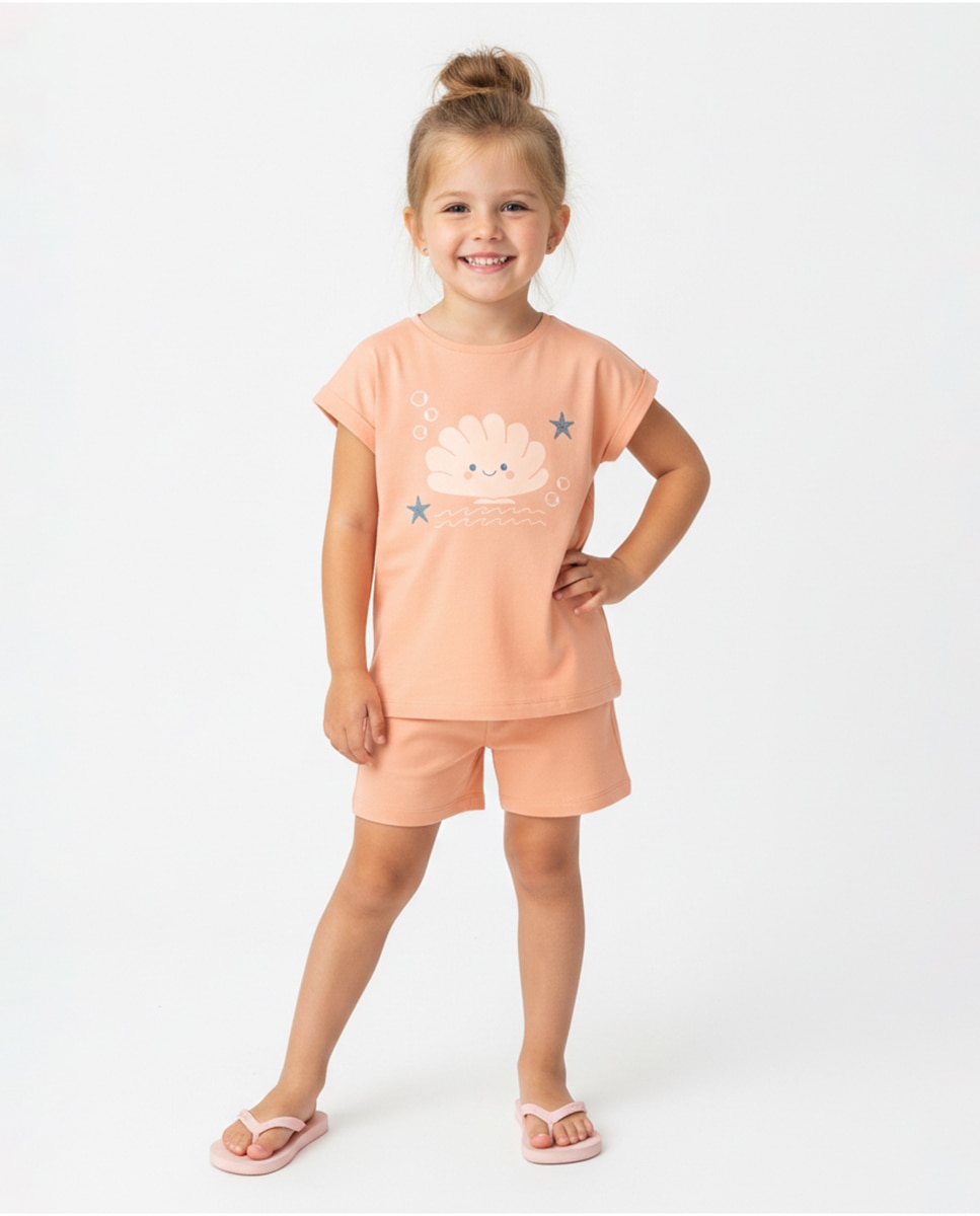 Camiseta de manga corta de niña - name it - Rosa Rosa-1