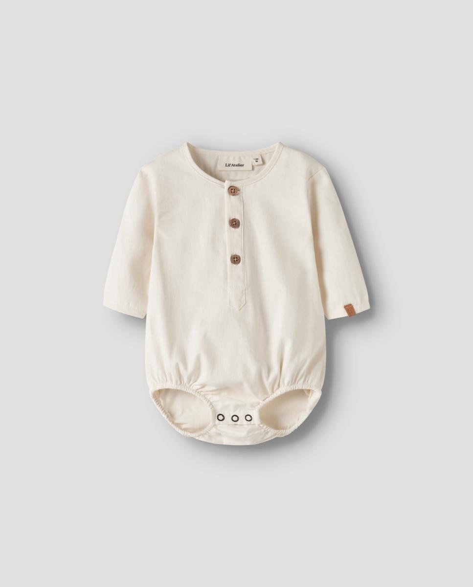Camisa Body com Gola à Padre Bege-3