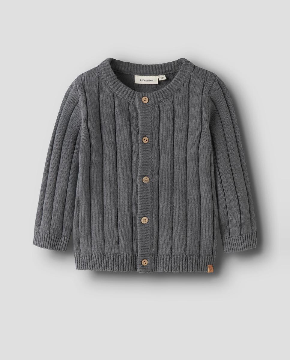 Cardigan de Manga Comprida com Decote Redondo Cinzento-3