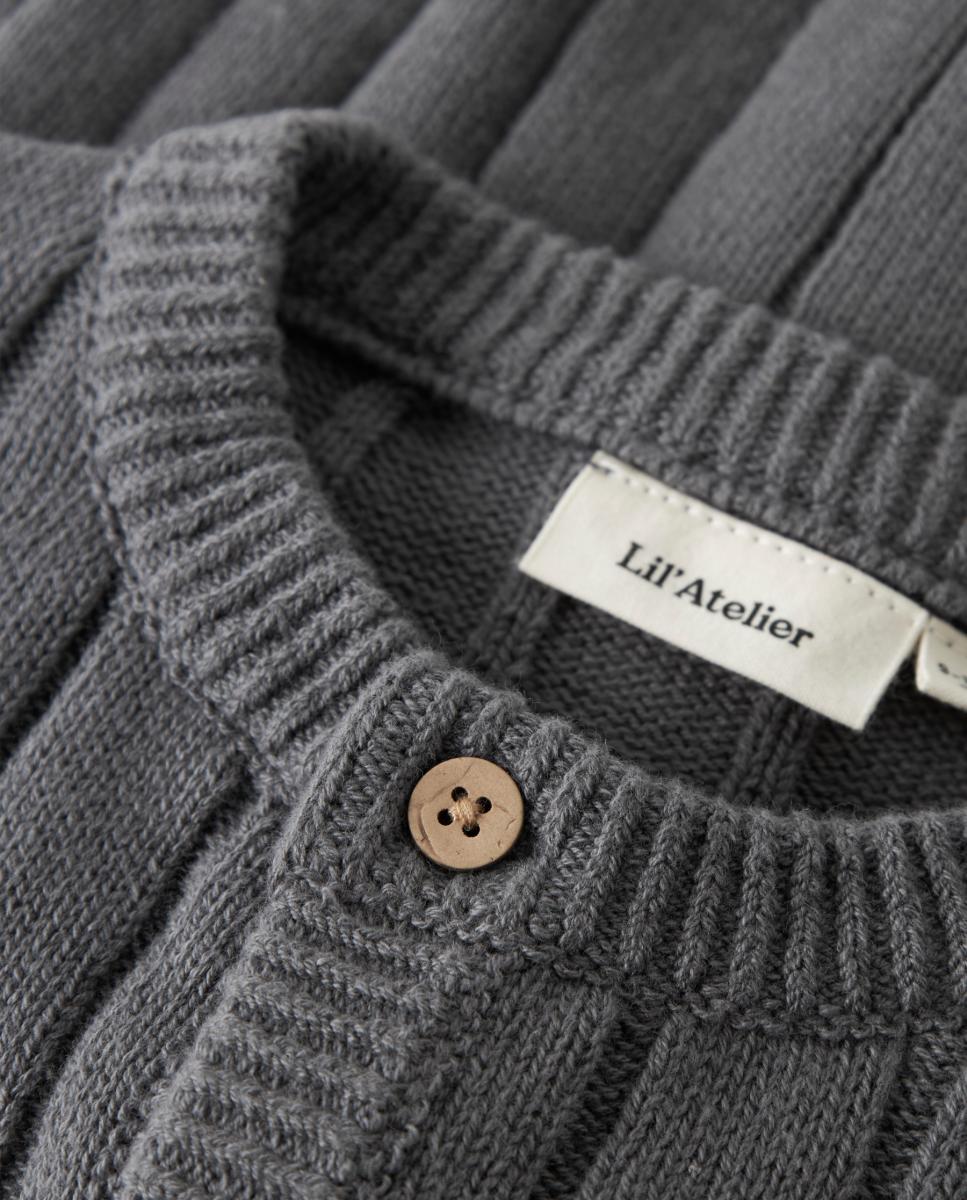 Cardigan de Manga Comprida com Decote Redondo Cinzento-5