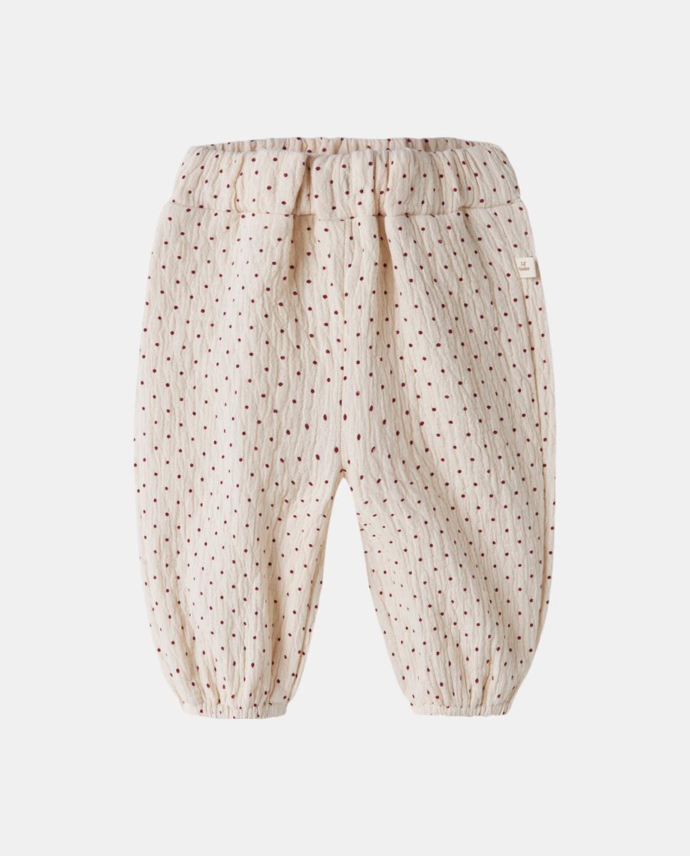Calças Loose às Bolinhas Creme-2
