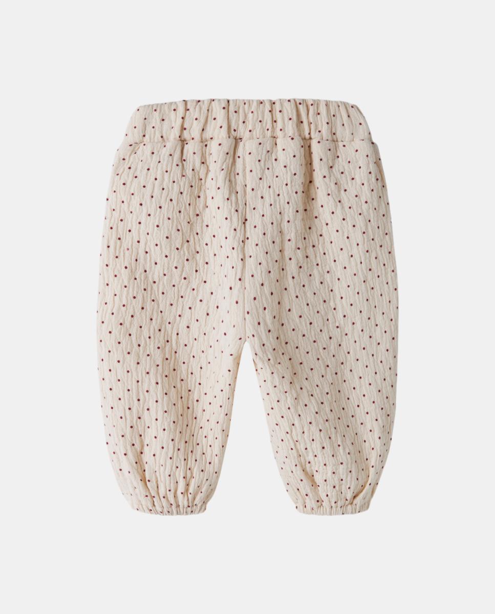 Calças Loose às Bolinhas Creme-3