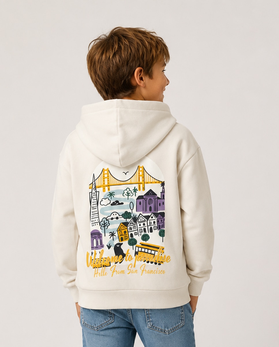 Sweatshirt com capuz Creme-2