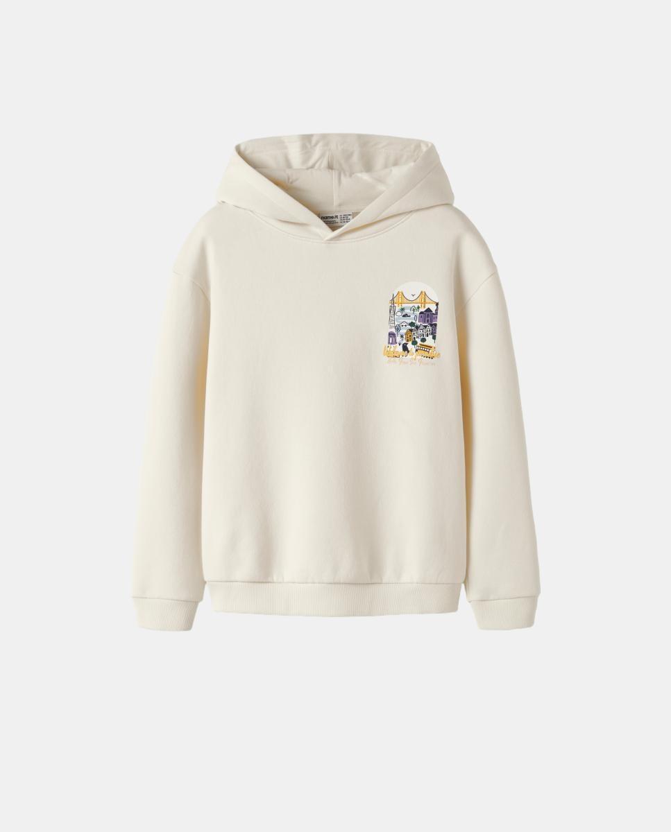Sweatshirt com capuz Creme-3