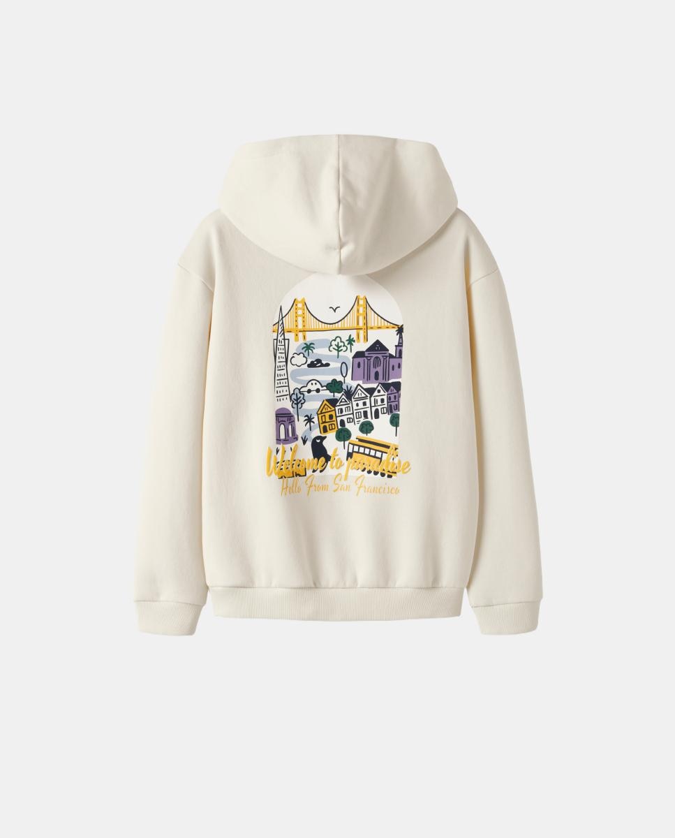 Sweatshirt com capuz Creme-4