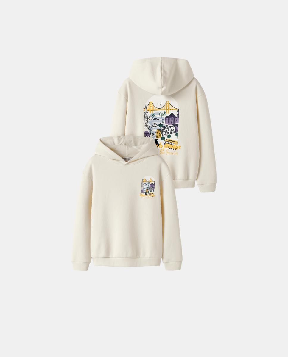 Sweatshirt com capuz Creme-6