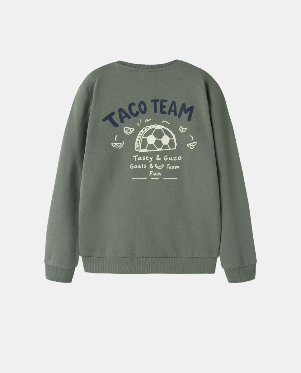 Sweatshirt com Estampado Traseiro Verde-4