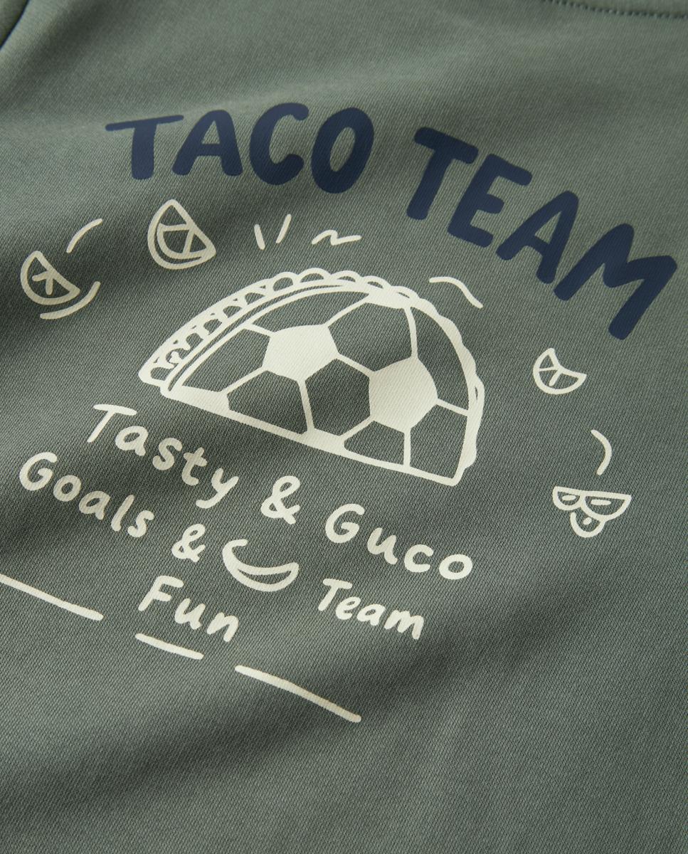 Sweatshirt com Estampado Traseiro Verde-5