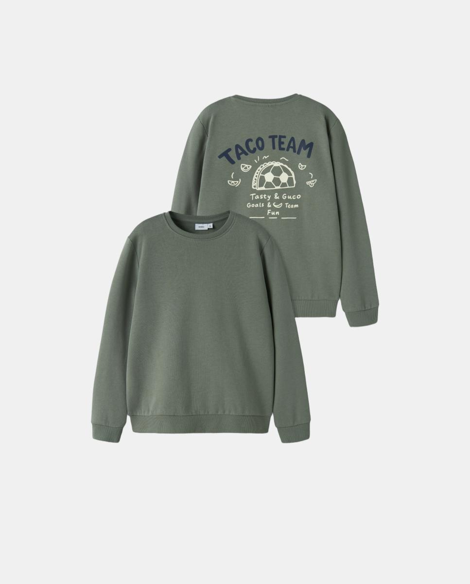 Sweatshirt com Estampado Traseiro Verde-6