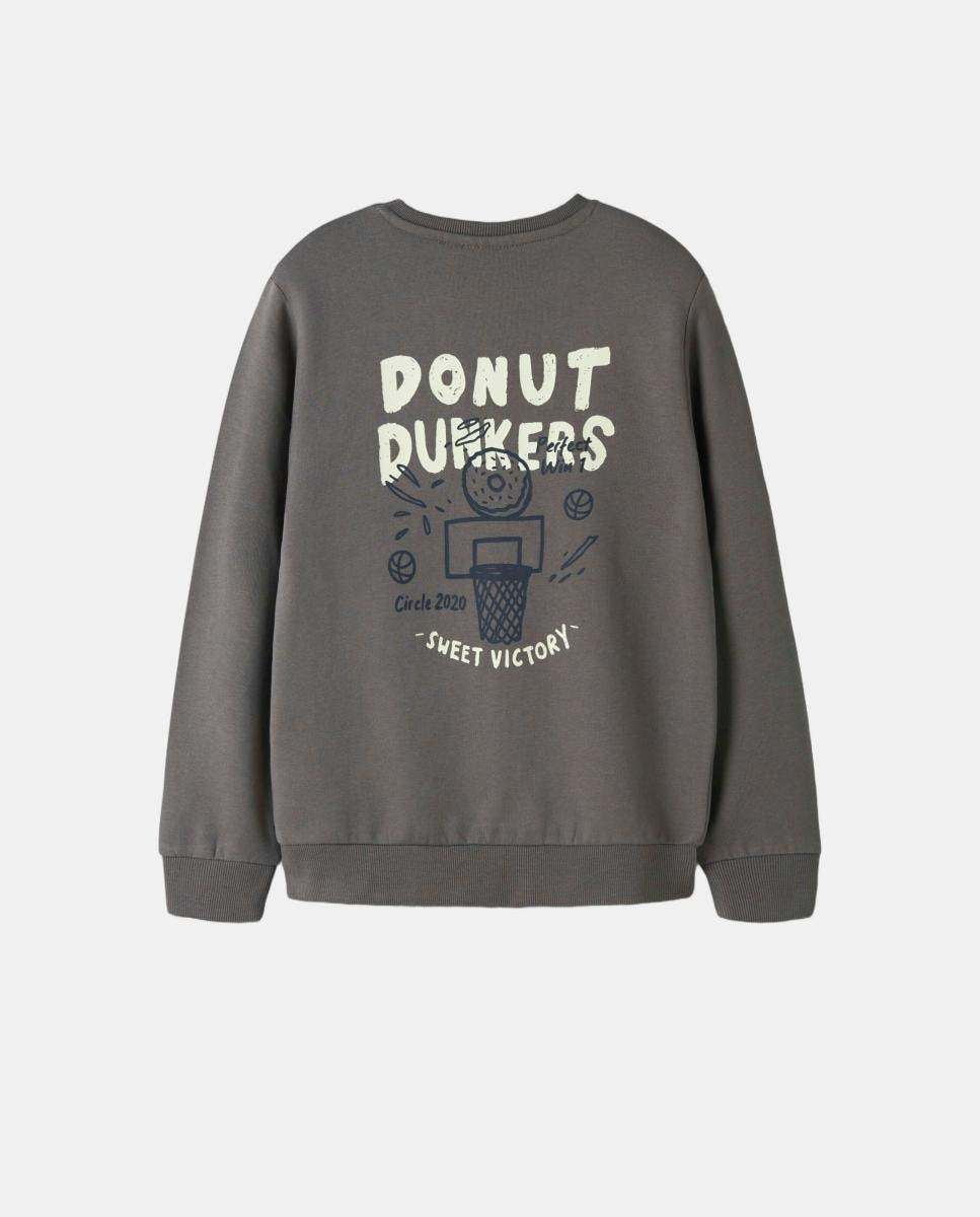 Sweatshirt com Estampado Traseiro Cinzento-3