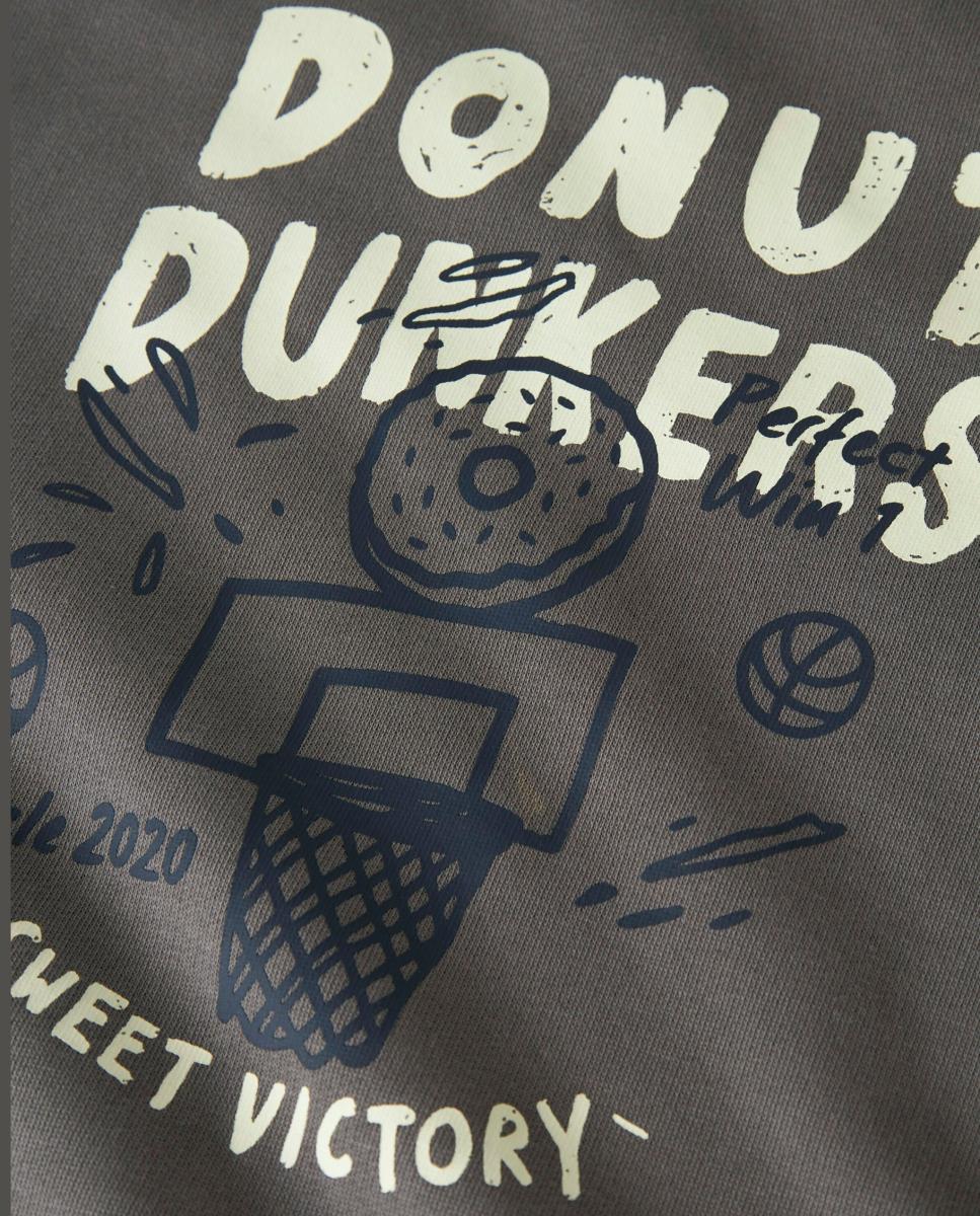 Sweatshirt com Estampado Traseiro Cinzento-4