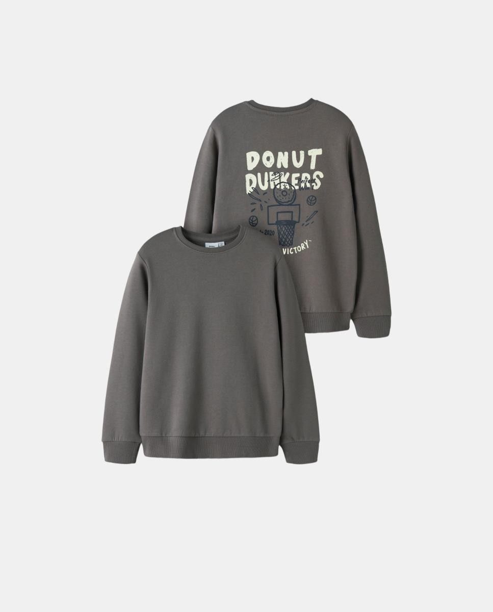 Sweatshirt com Estampado Traseiro Cinzento-5