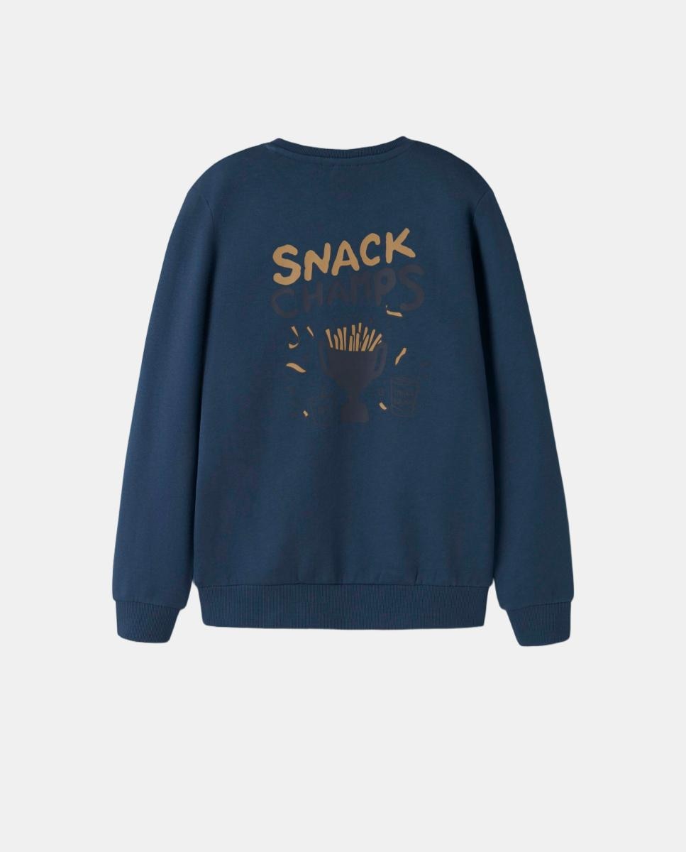 Sweatshirt com Estampado Traseiro Azul-3