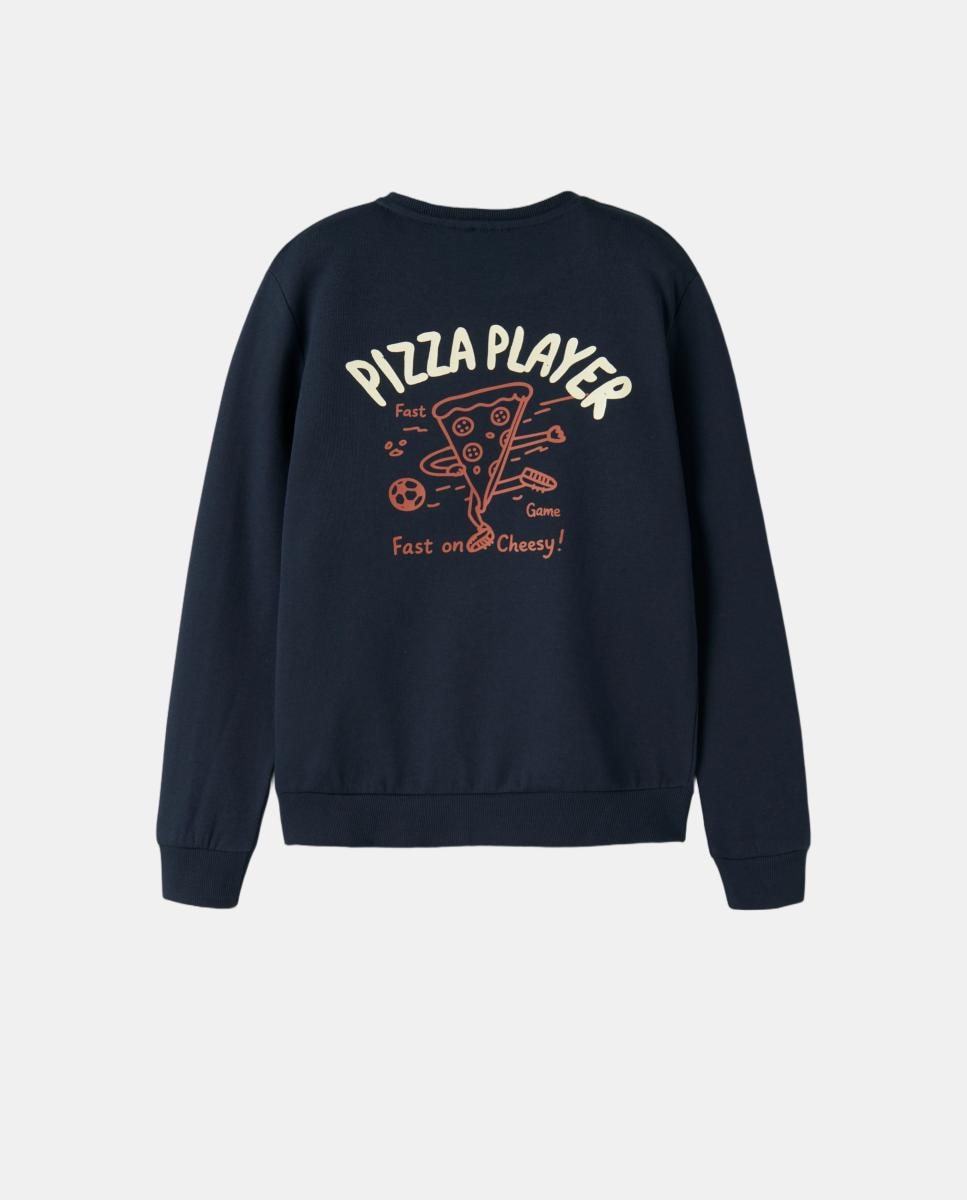 Sweatshirt com Estampado Traseiro Azul-marinho-3