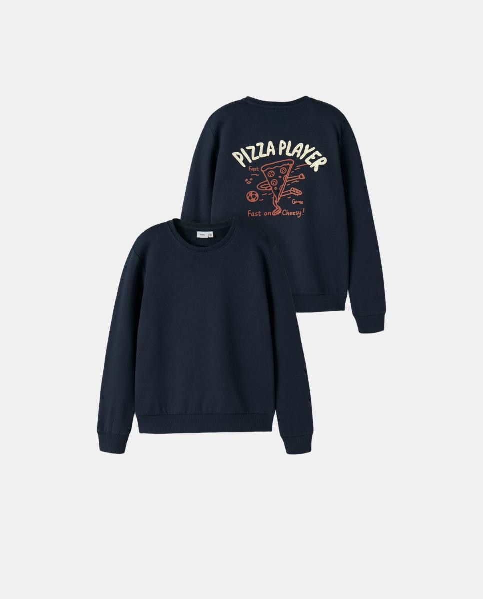 Sweatshirt com Estampado Traseiro Azul-marinho-5