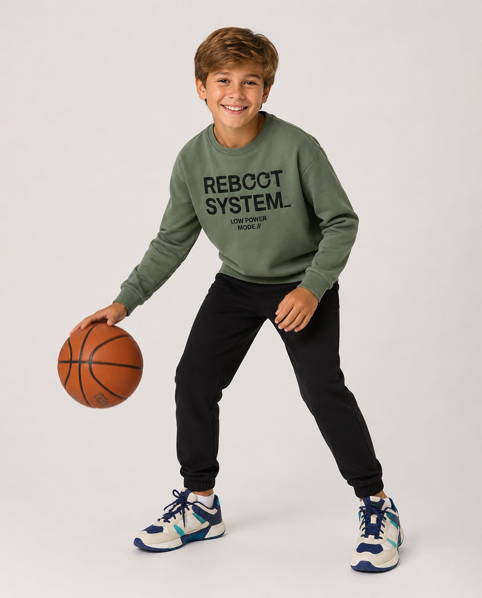 Sweatshirt com Estampado à Frente Verde-2