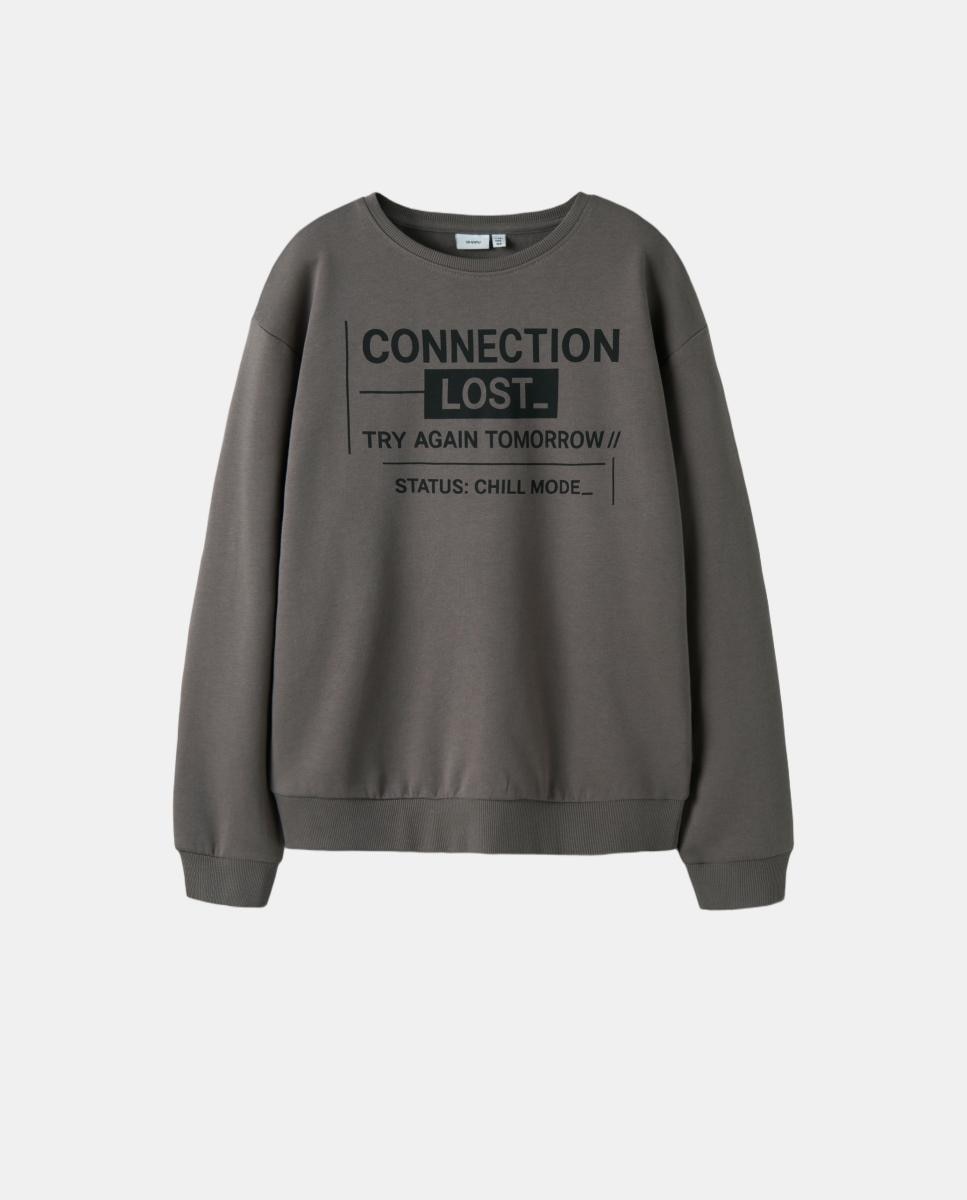Sweatshirt com Estampado à Frente Cinzento-2