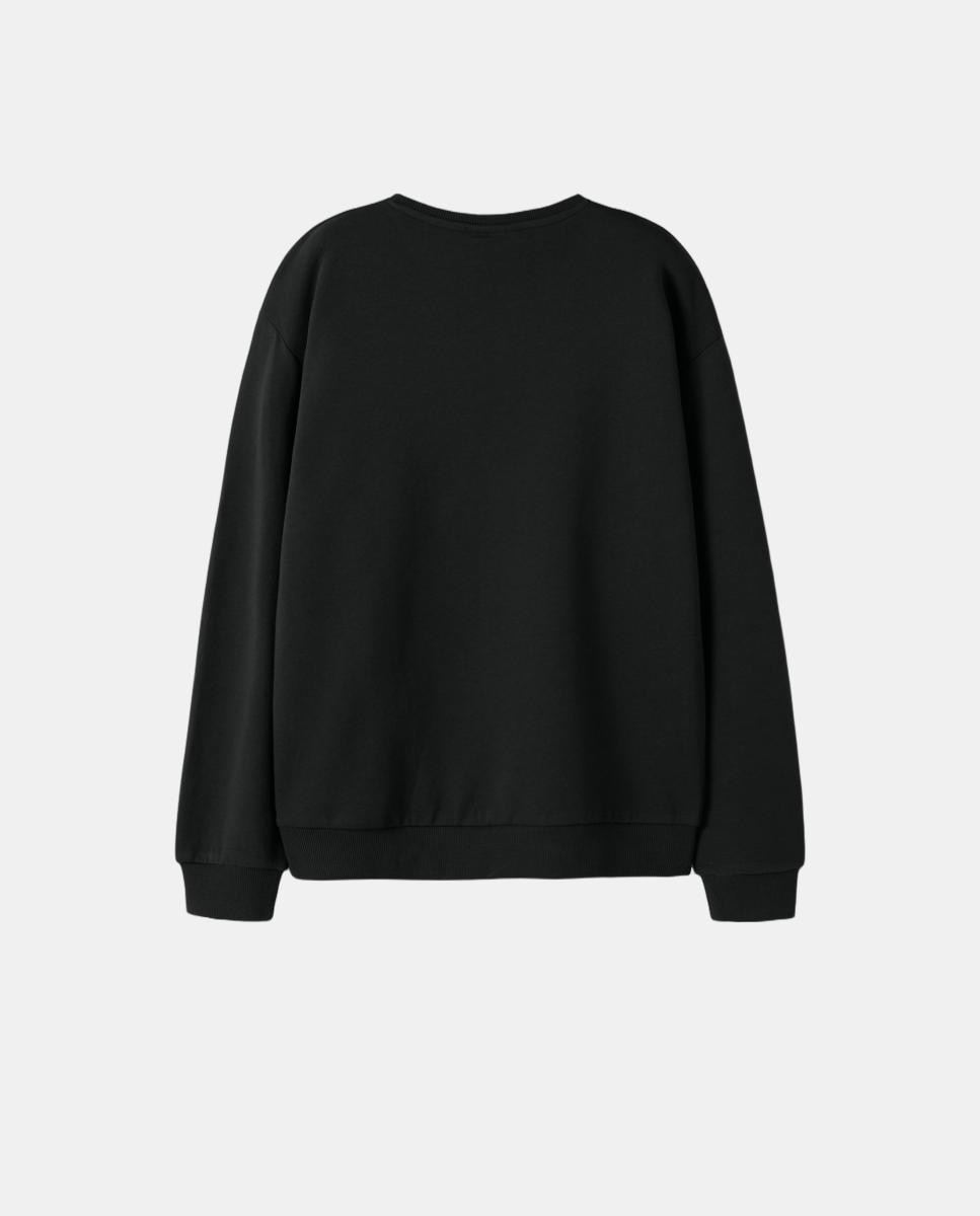 Sweatshirt com Estampado à Frente Preto-3