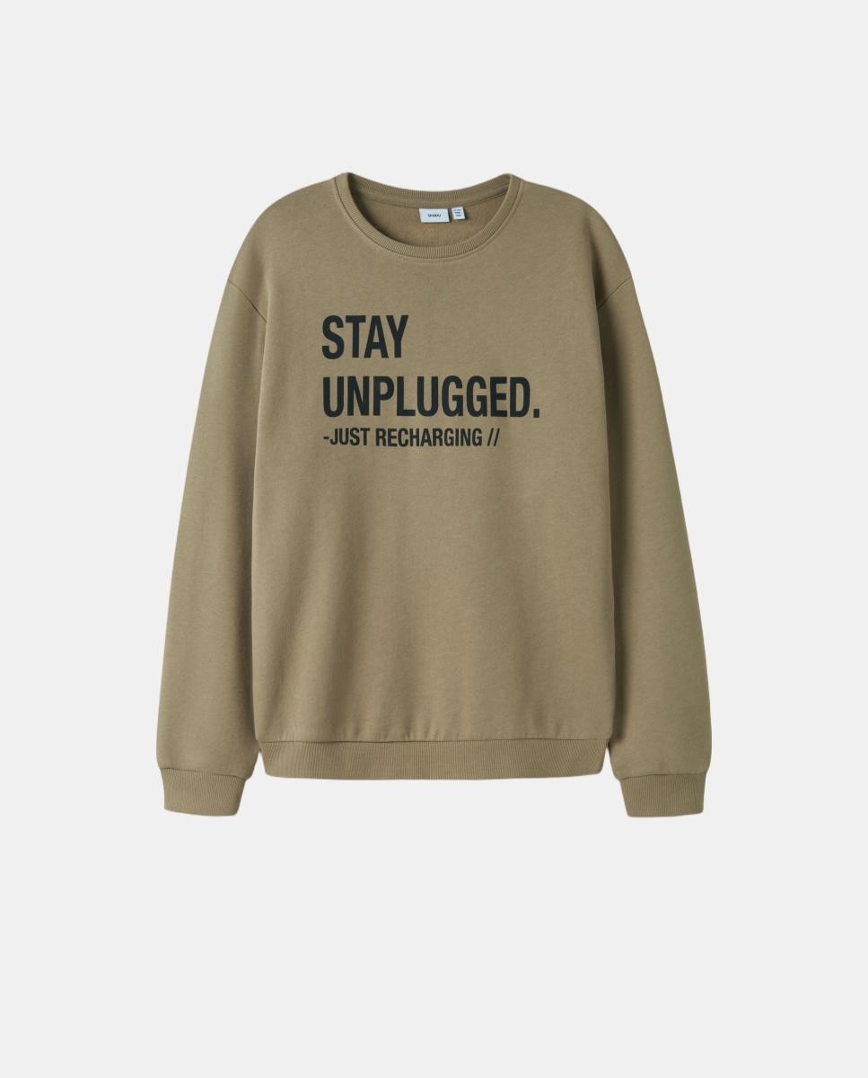 Sweatshirt com Estampado à Frente Castanho-2