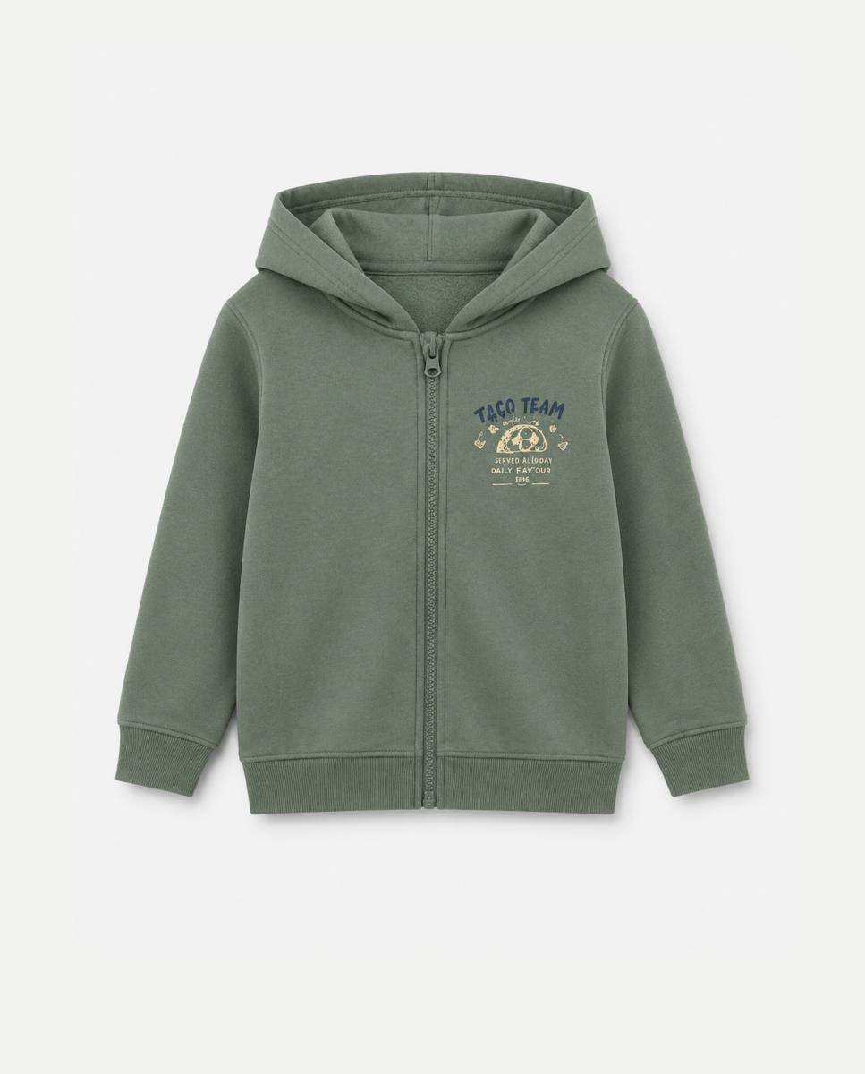 Sweatshirt com Fecho de Correr Verde-2