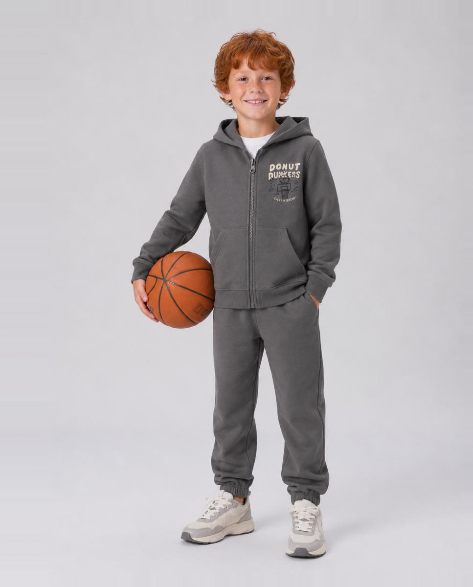 Sweatshirt com Fecho de Correr Cinzento-2