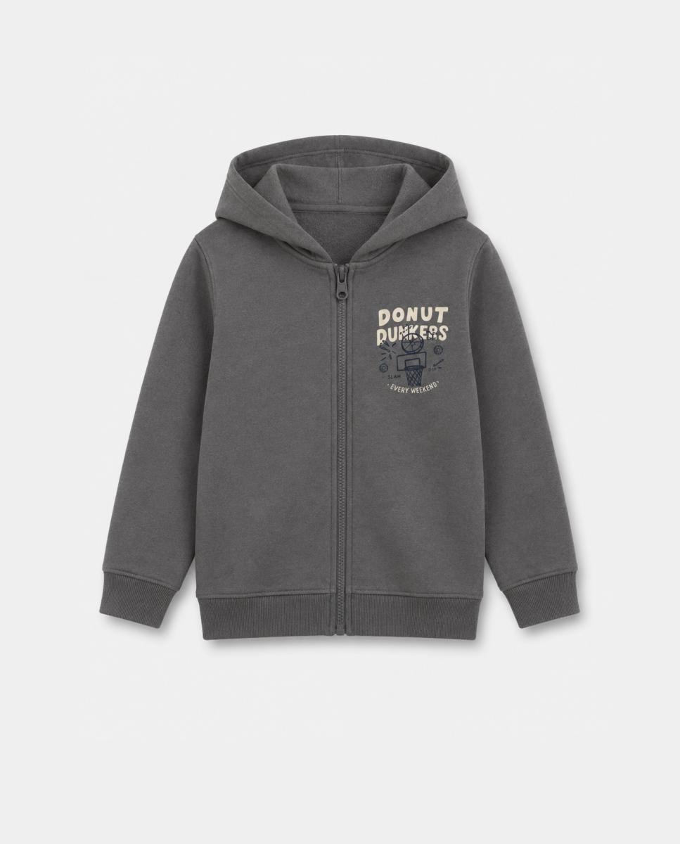 Sweatshirt com Fecho de Correr Cinzento-3