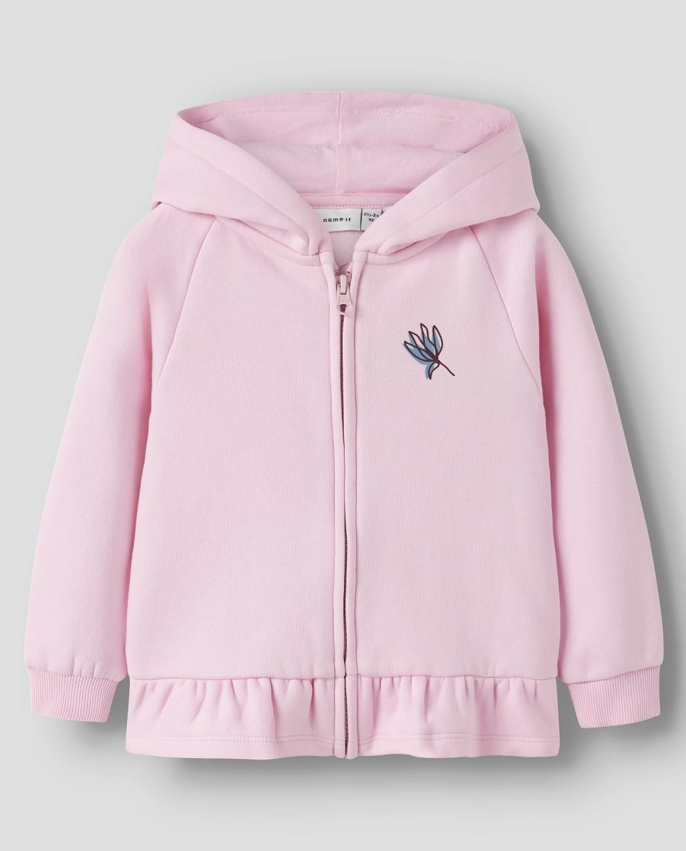 Sweatshirt com fecho-éclair e capuz Rosa-1